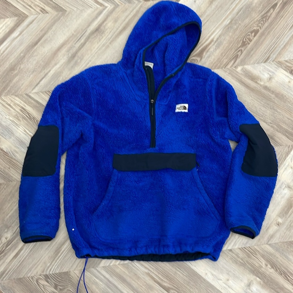 North face fleece hoodie 3/4 zip blue Medium